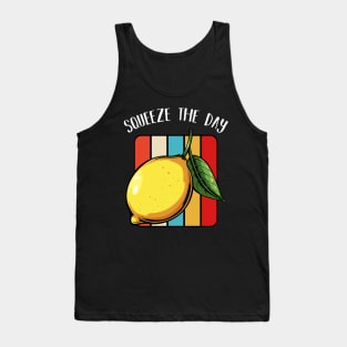 Lemon - Squeeze The Day - Funny Retro Style Fruit Pun Tank Top